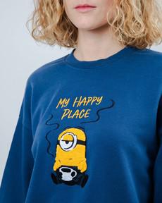 Minions My Happy Place Rounded Sweatshirt Blau via Brava Fabrics