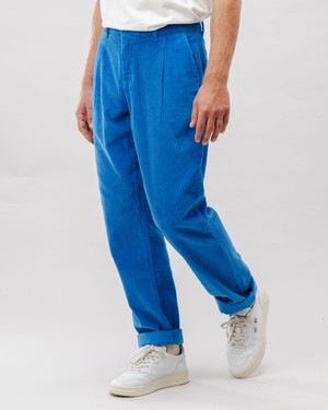 Corduroy Plissierte Chino Hosen Blau from Brava Fabrics