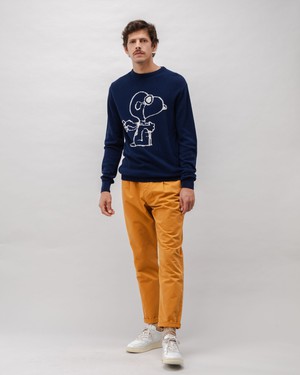 Peanuts Flying Ace Wolle Cashmere Pullover Marine from Brava Fabrics