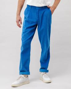 Corduroy Plissierte Chino Hosen Blau via Brava Fabrics