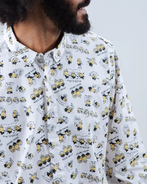 Minions Coffee Long Sleeve Baumwoll-Shirt Ecru from Brava Fabrics