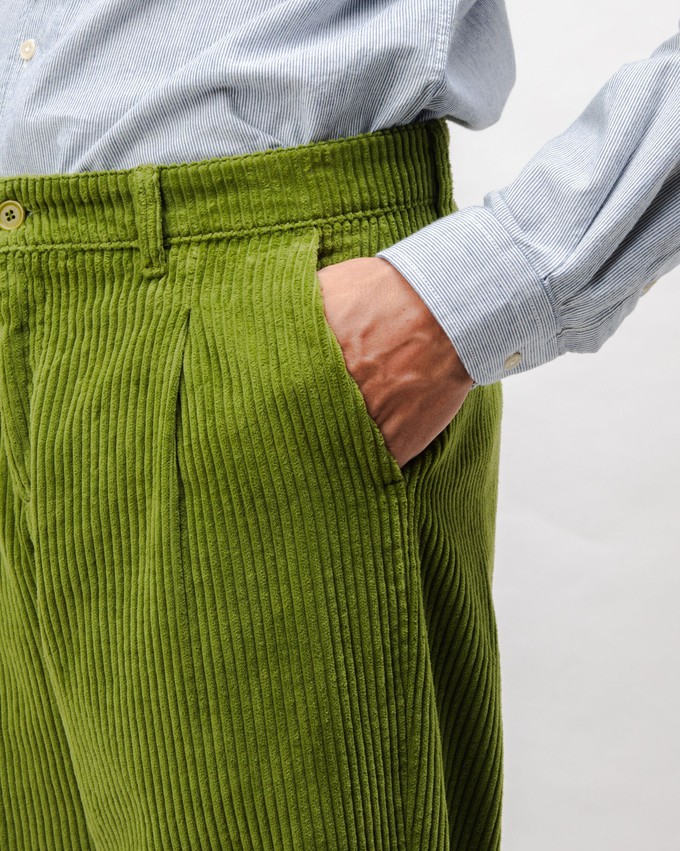 Cordhose mit Falten Chino Hosen Grün from Brava Fabrics