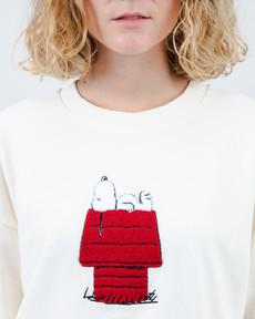 Peanuts Snoopy Doghouse Sweatshirt Cream via Brava Fabrics