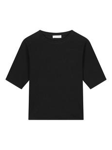 Rosa Structured Cotton Top Black via Charlie Mary