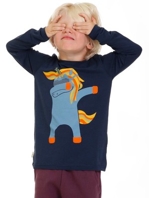 Eukalyptus T-Shirt Aura - blau mit Einhorn from CORA happywear