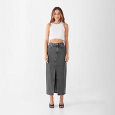 LUCE Midi Skirt - High Waist - Light Grey via DAWN Denim