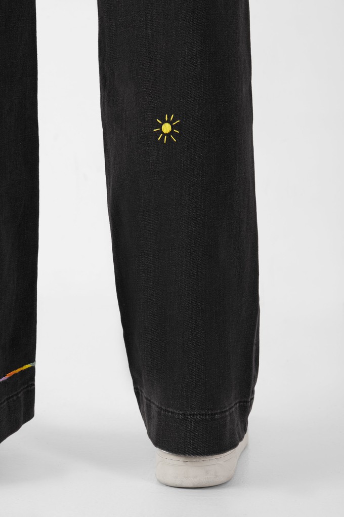 DEW Flared Soft Denim - French Pocket - Black Denim - Art on Broken Pieces from DAWN Denim