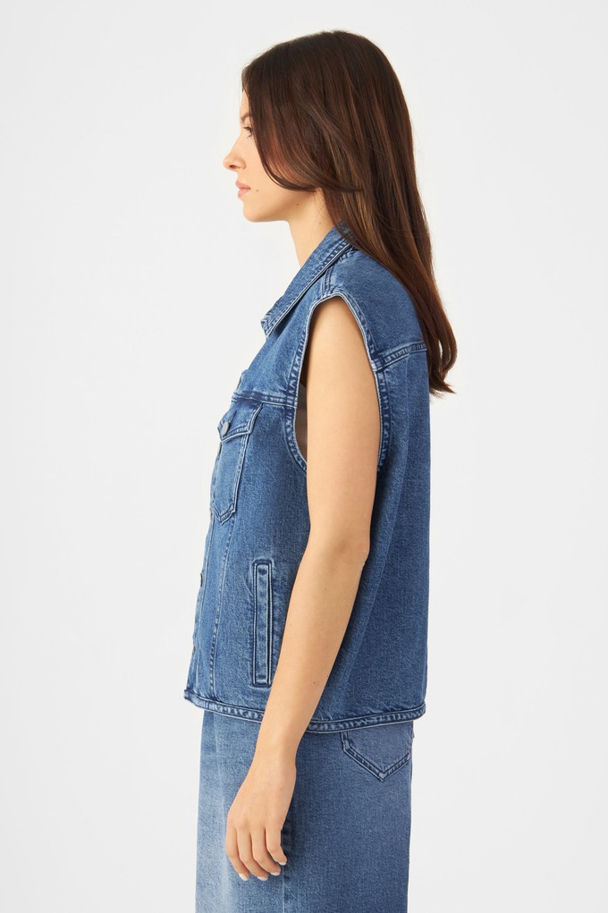 LUNAR Minimal Stretch - Biker Vest - Medium Blue from DAWN Denim