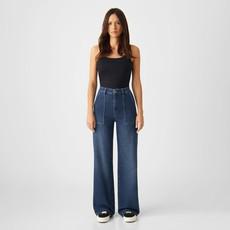 DEW Flared Soft Denim - Worker - Medium Blue via DAWN Denim