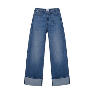 SUNNY Wide Leg Minimal Stretch - Turn Up - Medium Blue from DAWN Denim