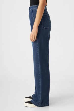 DEW Flared Soft Denim - Worker - Medium Blue from DAWN Denim