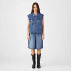 LUNAR Minimal Stretch - Biker Vest - Medium Blue via DAWN Denim