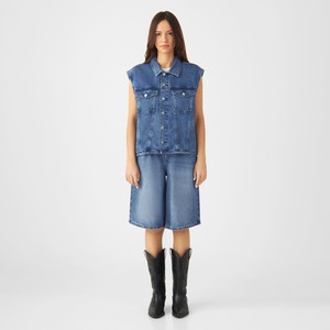 LUNAR Minimal Stretch - Biker Vest - Medium Blue from DAWN Denim