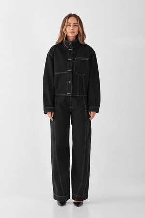 BLOSSOM - Relaxed Jacket Contrast - Black Denim from DAWN Denim