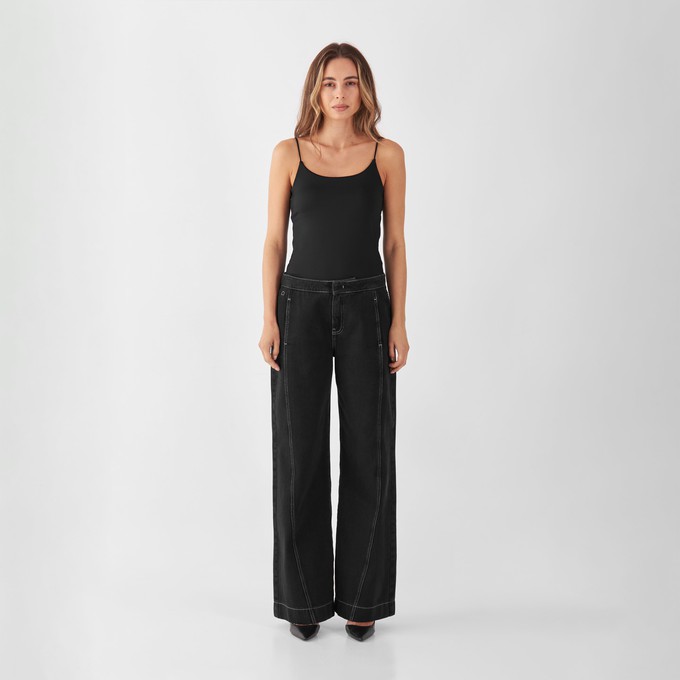 SUNNY Wide Leg Non Stretch - Contrast - Black Denim from DAWN Denim