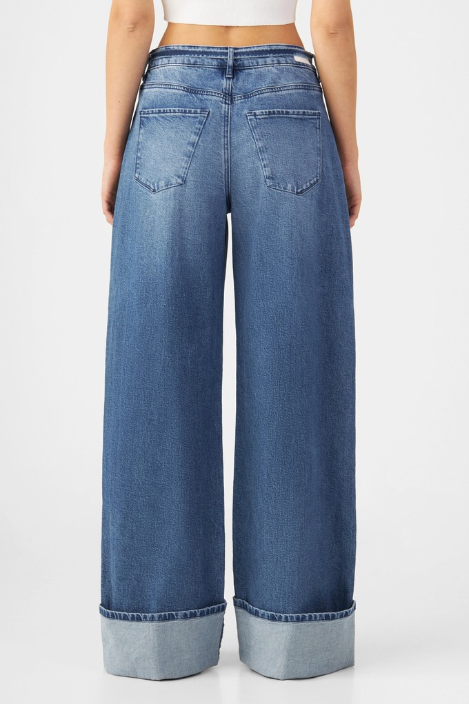 SUNNY Wide Leg Minimal Stretch - Turn Up - Medium Blue from DAWN Denim