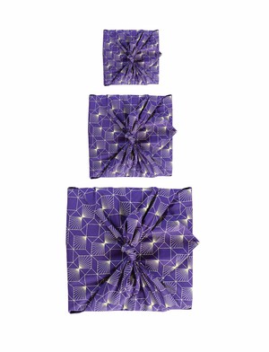 Furoshiki Gift Wrap - 9 Piece Gold Moons & Plum Diamonds Bundle Fabric Gift Wrap from FabRap