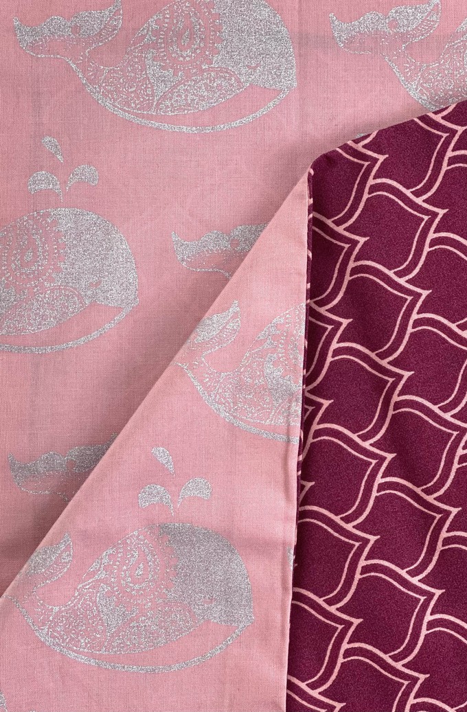 Furoshiki Gift Wrap - 9 Piece Blush Whales & Maroon Arches Bundle Fabric Gift Wrap from FabRap