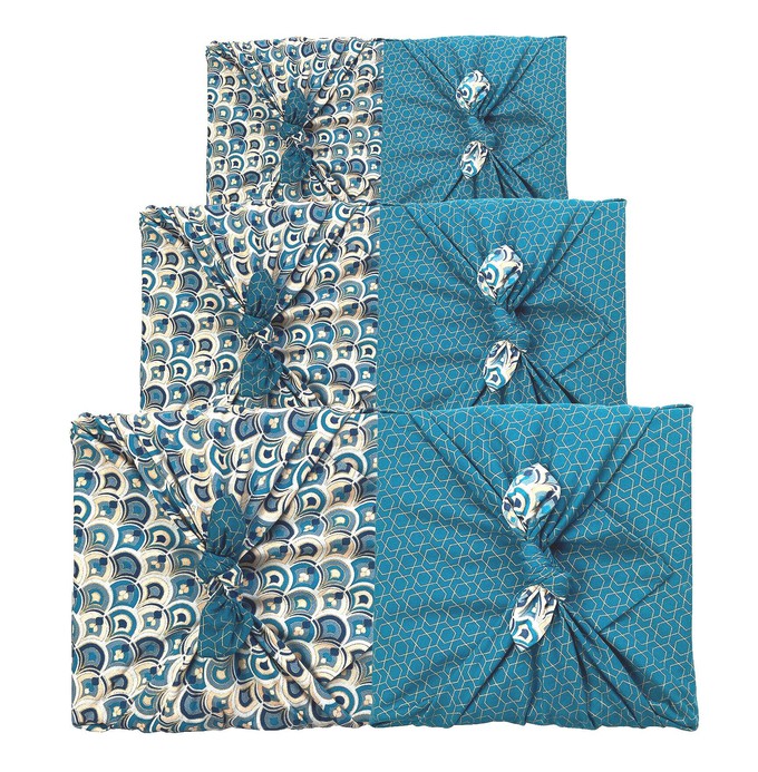 Furoshiki Fabric Gift Wrap Cloth - 3 Pack Double-Sided One Style Bundle from FabRap