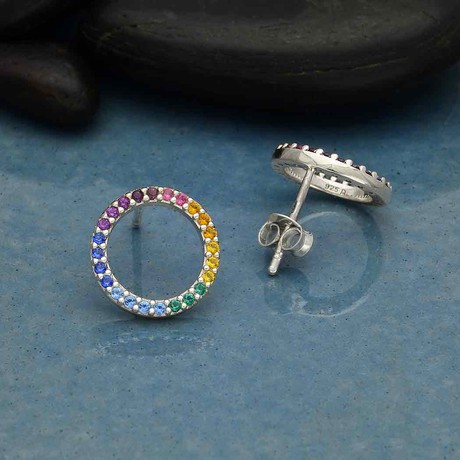 Silver earrings rainbow circle from Fairy Positron