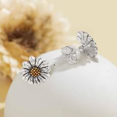 Silver/bronze earrings daisy (studs) via Fairy Positron