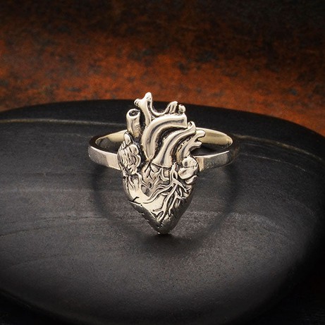 Silver ring anatomical heart from Fairy Positron