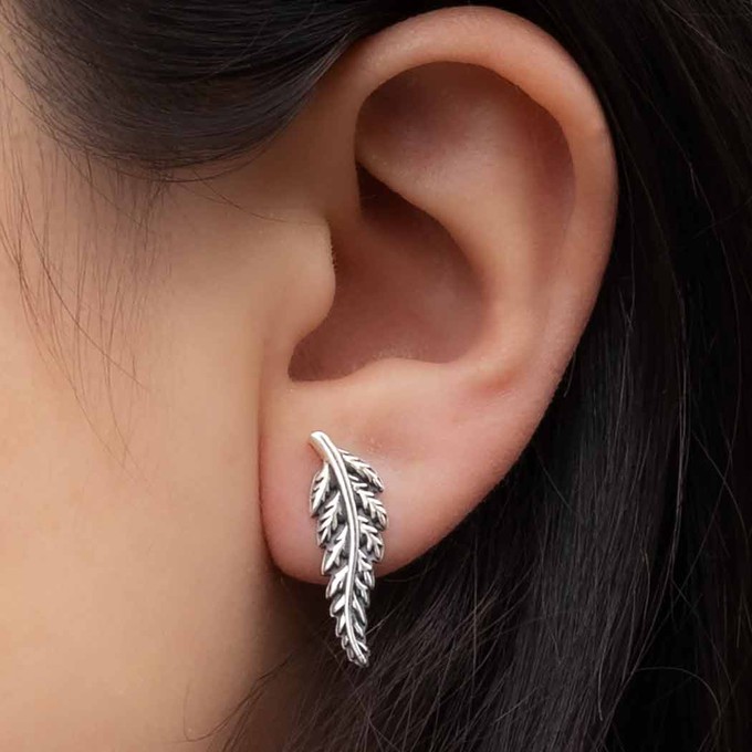 Silver earrings fern leaf from Fairy Positron