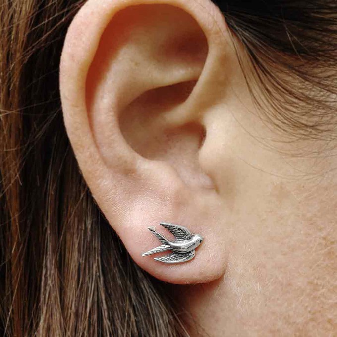 Silver earrings swallow from Fairy Positron