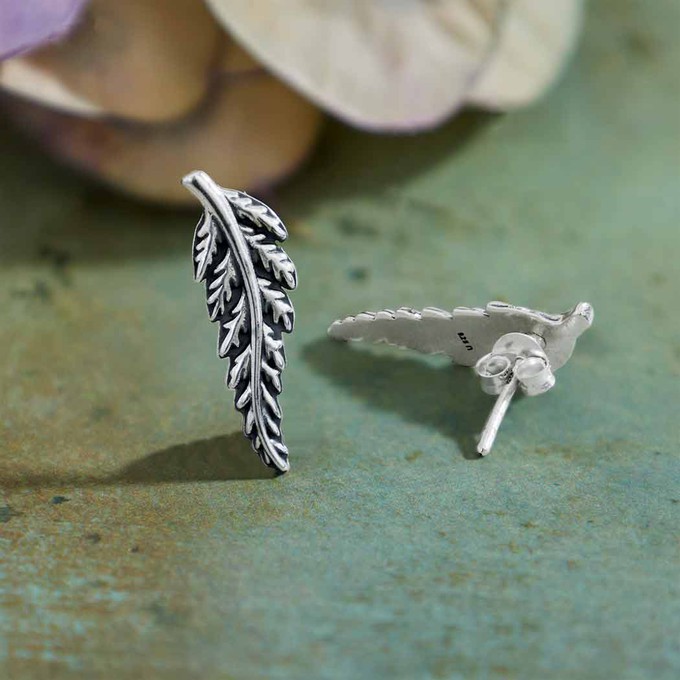 Silver earrings fern leaf from Fairy Positron