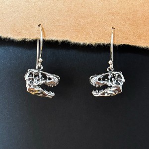 Silver earrings skull T-rex from Fairy Positron