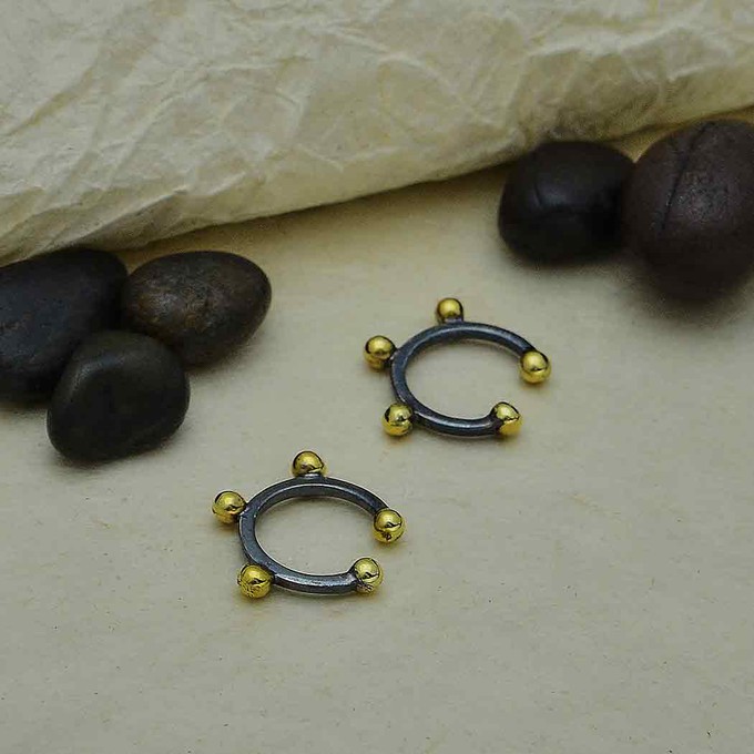 Black silver earring with bronze balls (earcuff) from Fairy Positron