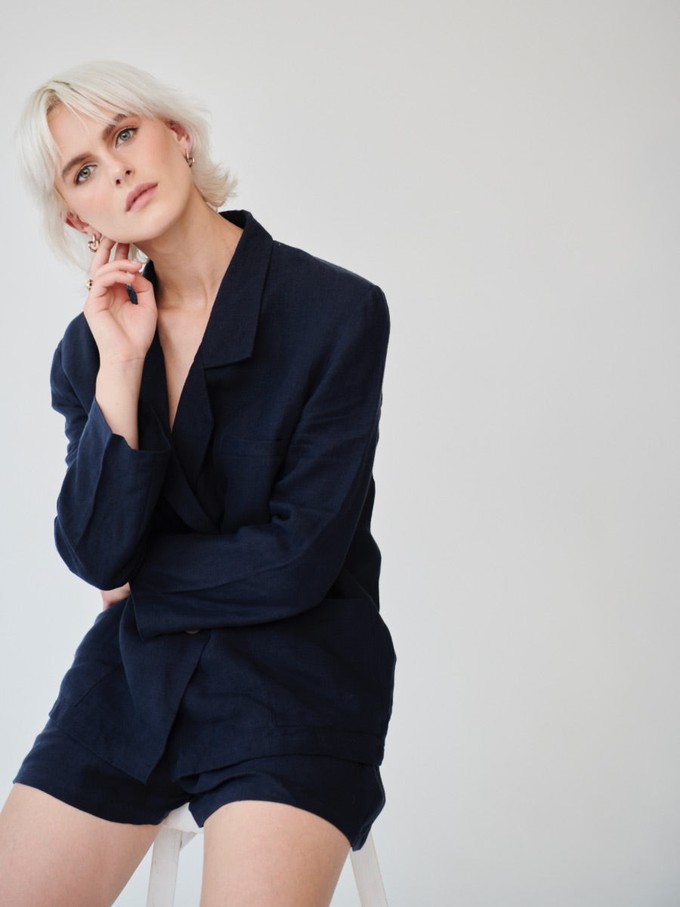 Ethically Made Navy Linen Suit With Shorts from Fanfare Label