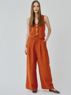 Celeste Linen Trousers in Orange via Fanfare Label