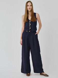 Celeste Linen Trousers in Navy via Fanfare Label