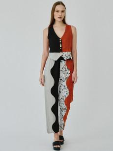 Swirl Colour Block Linen Trousers via Fanfare Label