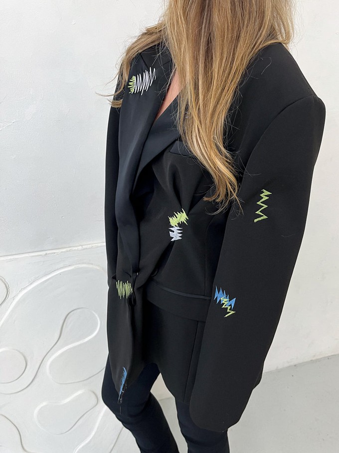 Tya Embroidery Upcycled Blazer Black from Fanfare Label