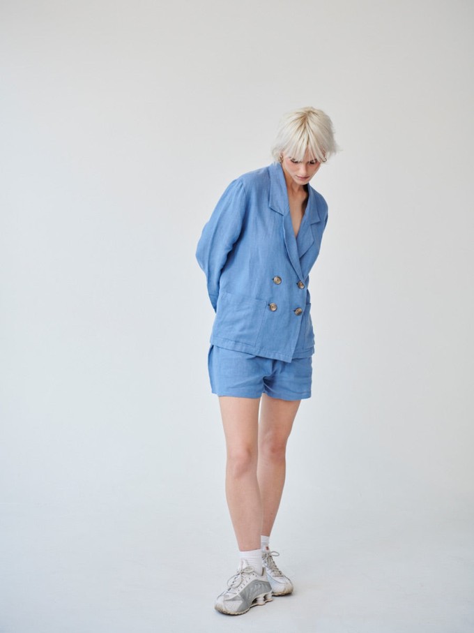 Ethically Made Blue Linen Suit With Shorts from Fanfare Label