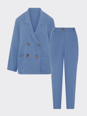 Ethically Made Blue Linen Suit from Fanfare Label