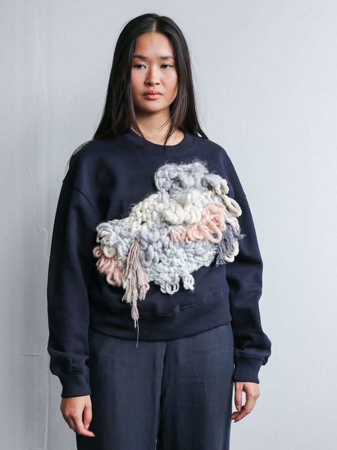 Recycled & Organic Cotton Wool Front Jumper Navy from Fanfare Label