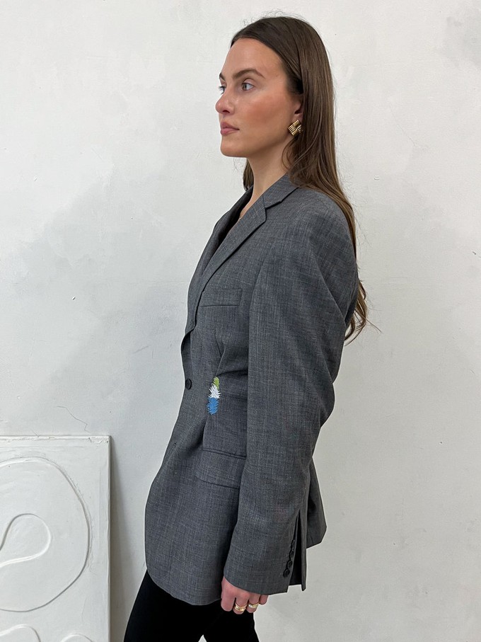 Una Embroidery Upcycled Grey Blazer from Fanfare Label