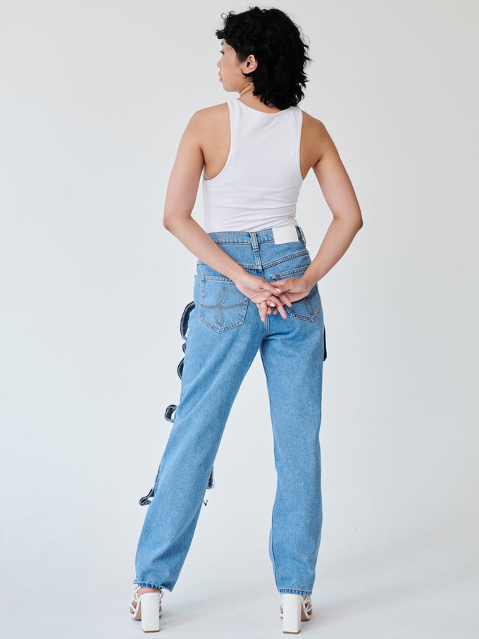 High Waisted Organic Denim Trimmed Jeans from Fanfare Label