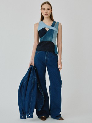 Stella Upcycled Asymmetrical Denim Top from Fanfare Label