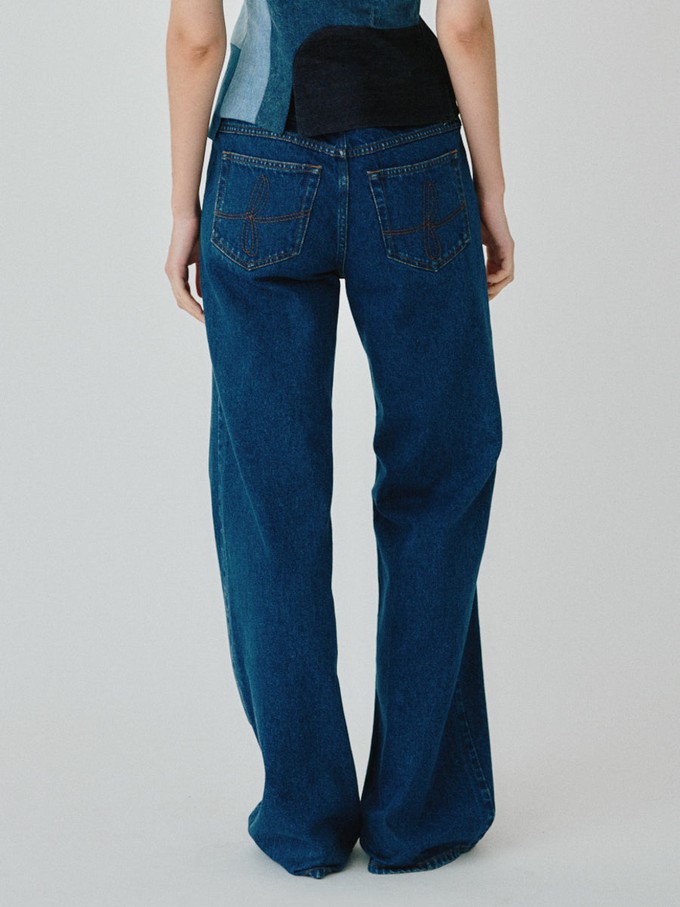 High Waisted Organic & Recycled Wide-Leg Dark Jeans from Fanfare Label