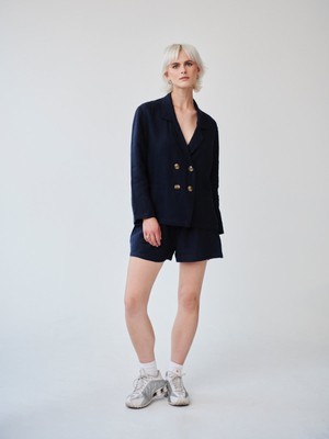 Ethically Made Navy Linen Suit With Shorts from Fanfare Label