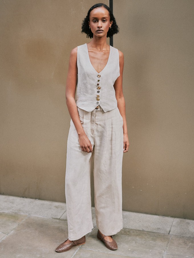 Celeste Linen Trousers in Beige from Fanfare Label