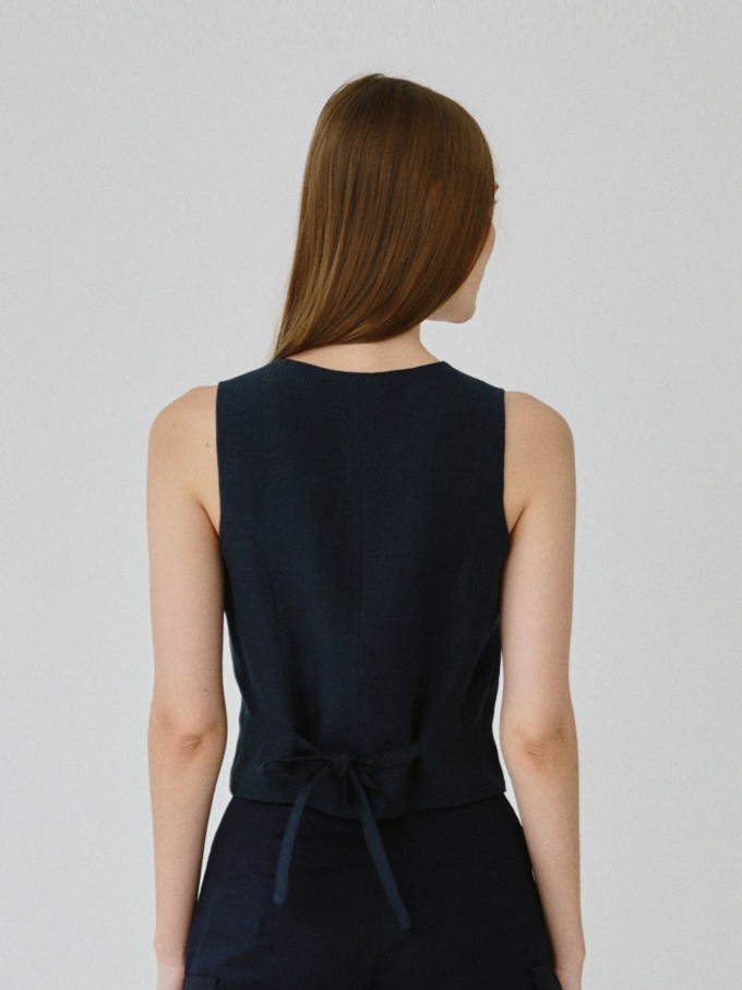 Daphne Linen Waistcoat in Navy from Fanfare Label