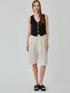 Beau Linen Bermuda Shorts in Beige via Fanfare Label