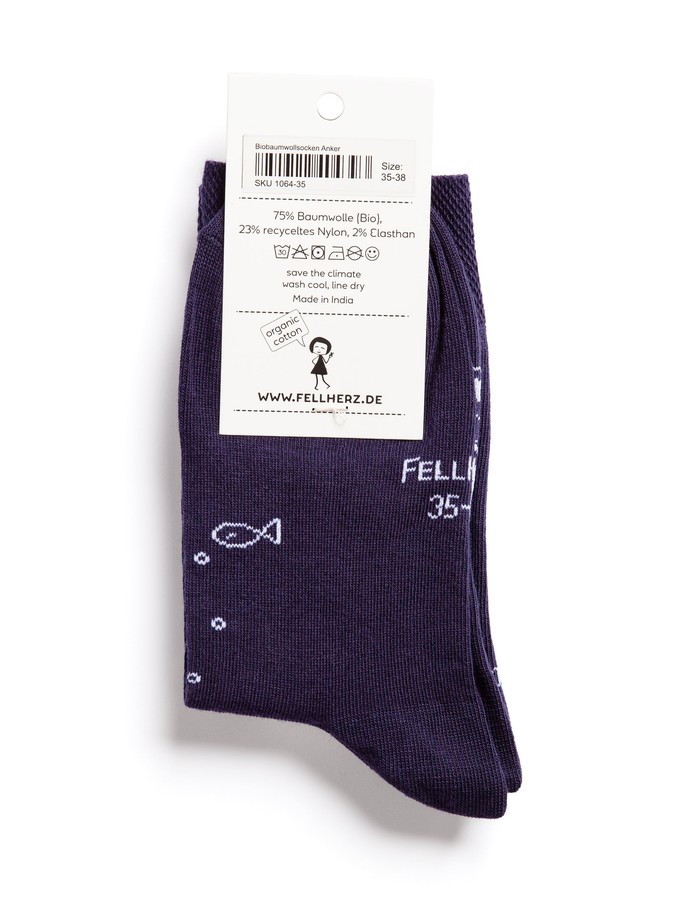 Socken mit Bio-Baumwolle Anker midnight from FellHerz T-Shirts - bio, fair & vegan