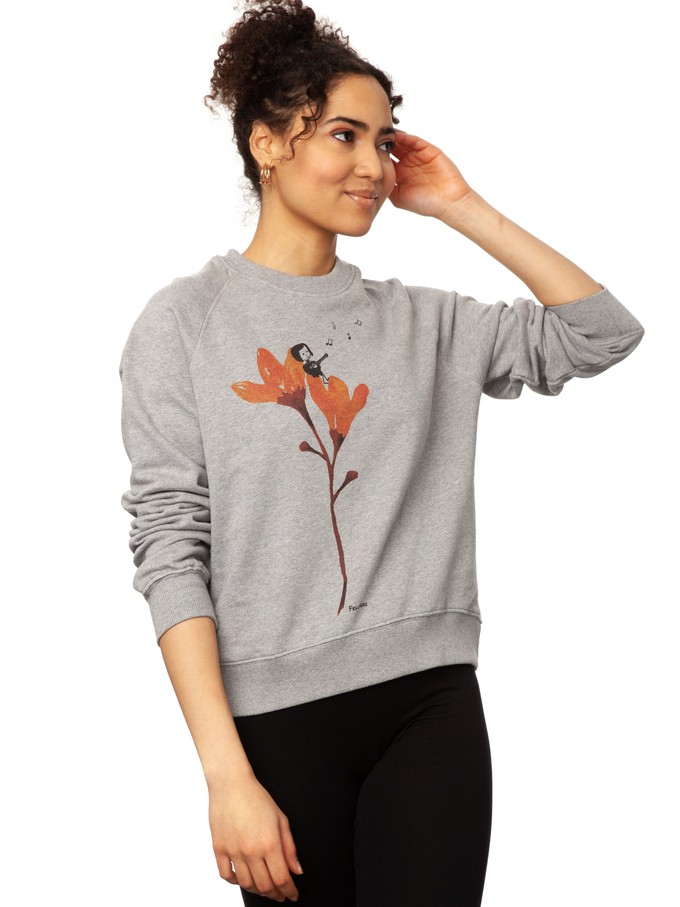 Gitarrenmädchen Raglan Sweater grey melange from FellHerz T-Shirts - bio, fair & vegan