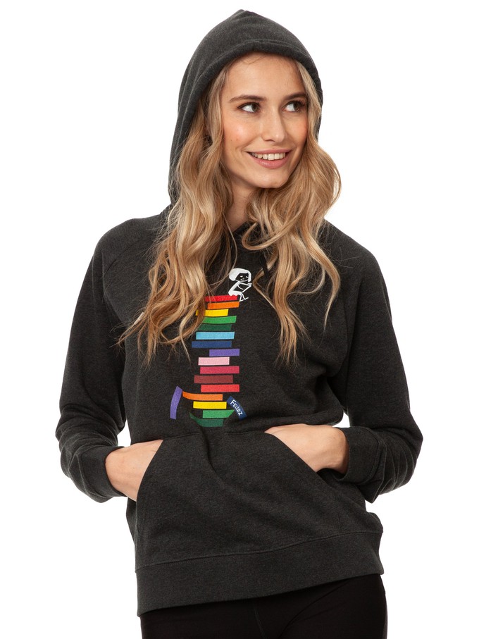 Books Girl Hoodie dark heather grey from FellHerz T-Shirts - bio, fair & vegan